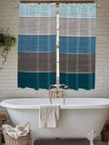 Retro Farm Blue Gray Wood Grain Window Valance Curtains, Rustic Wooden Plank by IDOWMAT