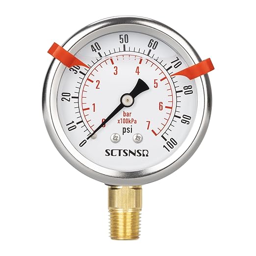 0 to 100 Psi Pressure Gauge, Glycerin Liquid Filled, 2.5 inch Dial, 1/4" NPT - Image 8