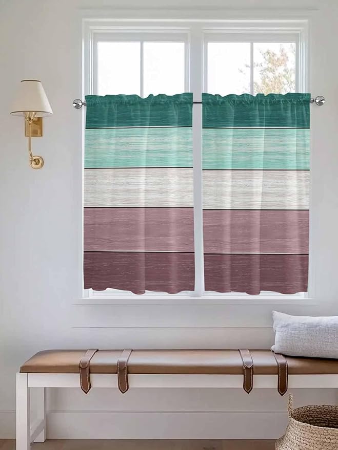 Retro Farm Woodcuts Texture Window Valance Curtains, 2 Panel - Image 3