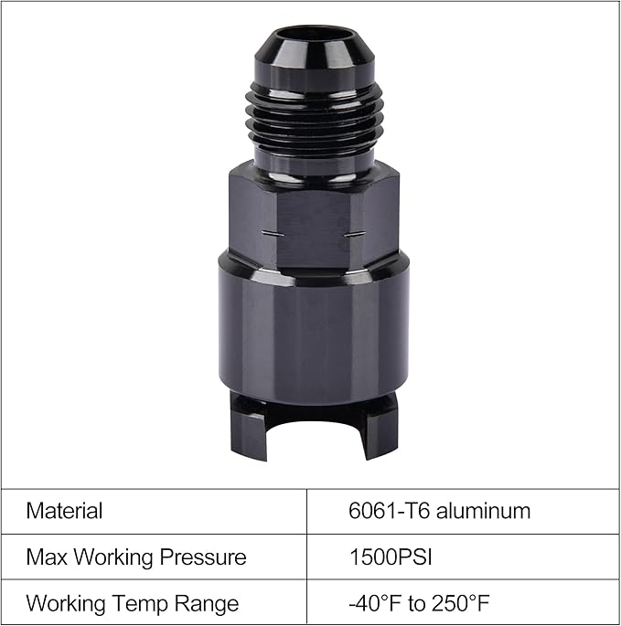 EVIL ENERGY 6AN Male to 3/8" Quick-Disconnect Female EFI Fuel Rail Fitting - Image 3
