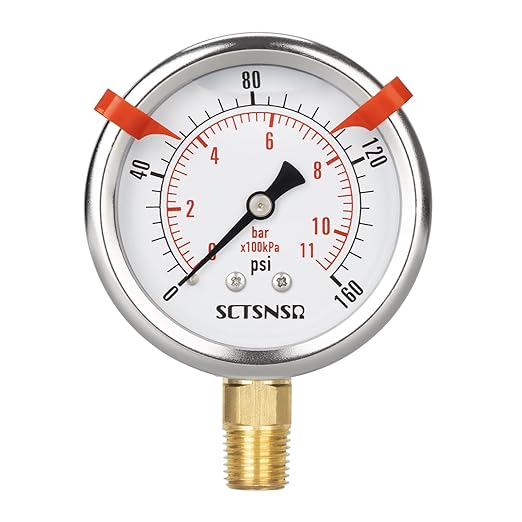 0 to 160 Psi Pressure Gauge, Glycerin Liquid Filled, 2.5 inch Dial, 1/4" NPT - Image 8