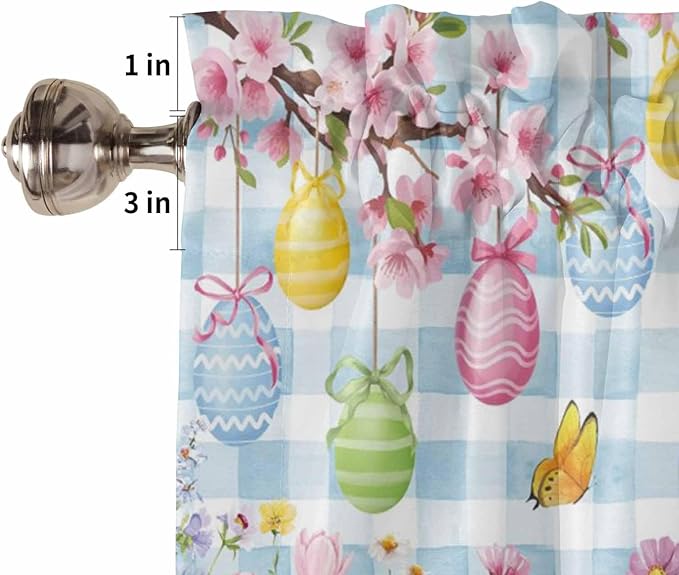 Happy Easter Bedroom Curtains 63 Inches length, Spring Watercolor Bunny Eggs - Image 6