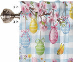 Happy Easter Tier Curtains 45 Inches Long, Spring Watercolor Bunny Eggs Flower - Image 6