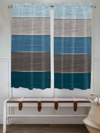 Retro Farm Blue Gray Wood Grain Window Valance Curtains, Rustic Wooden Plank - Image 2