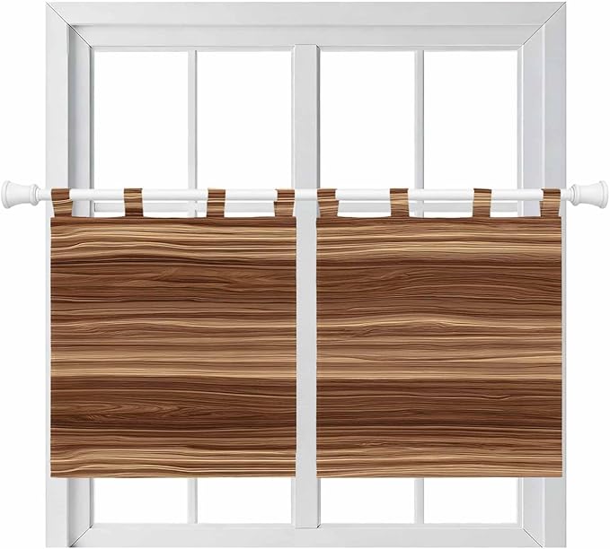 Brown Western Kitchen Curtains 36 Inch Length, Small Window Curtains Tab Top by Unknown