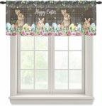 Easter Sheer Valances for Windows 42"x12", Light Filtering Kitchen Curtains by Unknown