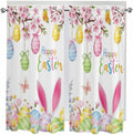 Happy Easter Bedroom Curtains 63 Inches length, Spring Watercolor Bunny Eggs by Unknown