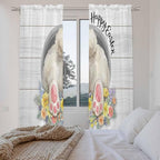 Easter Bunny Window Curtains 72 Inch Long 2 Panel Set, Rod Pocket Long Curtains - Image 4