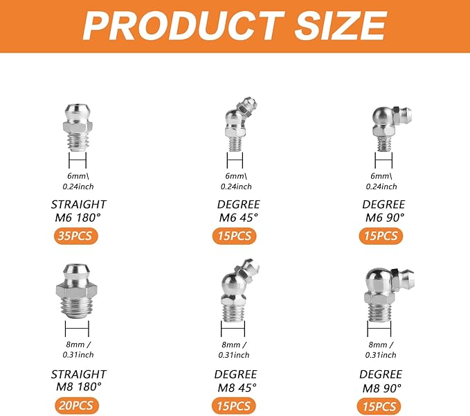 115 Pcs Metric Grease Fittings Kit - Image 2