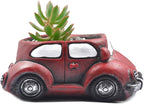 Cement Red Car Succulent Planter Flower Pots Succulent Plants Containers - Image 2