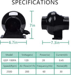 Ventilation Kit, 4 Inch Inline Fan 200 CFM Exhaust Blower, 4 Inch Carbon Fiber - Image 2
