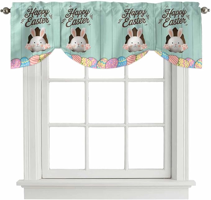 Green Easter Tie Up Valance Curtains by Unknown