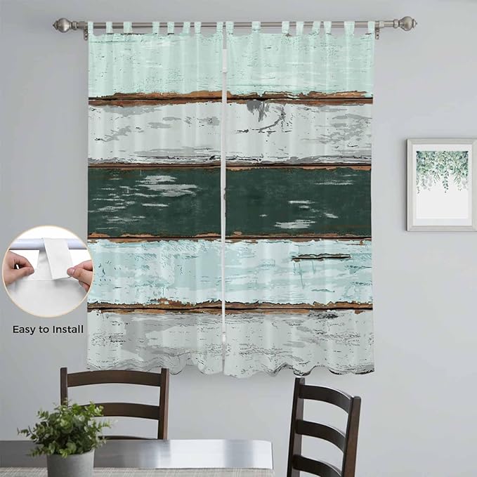 Blue Teal Living Room Curtains 96 Inch Length, Window Curtains Tab Top - Image 4