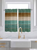 Vintage Plank Turquoise Brown Window Valance Curtains, Farmhouse Wood Grain by IDOWMAT