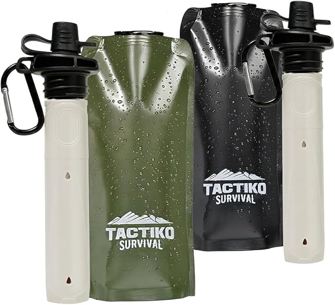2-Pack Tactiko Survival 20oz/600ml Filtered Water Bottle Kit by TactikoSurvival