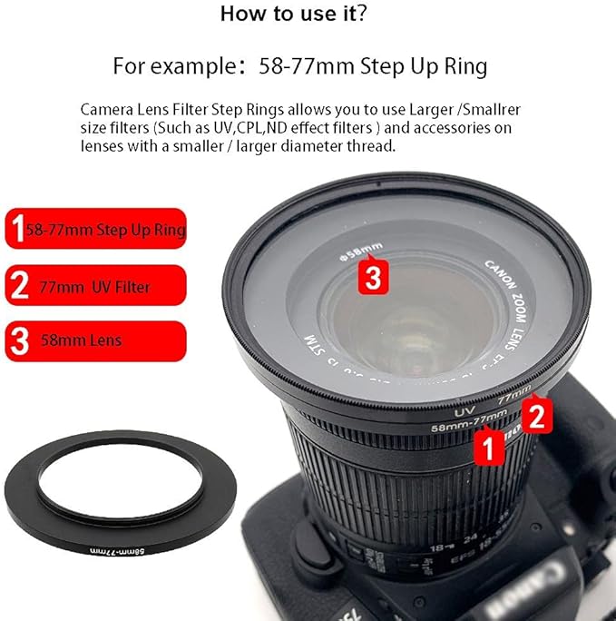 95 to 77mm Metal Step Rings, 95mm to 77mm Step Down Ring Filter Ring Adapter - Image 8