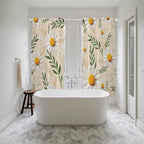 Spring Daisy Kitchen Curtains, Country Watercolor Flower Leaf Plant Light - Image 5