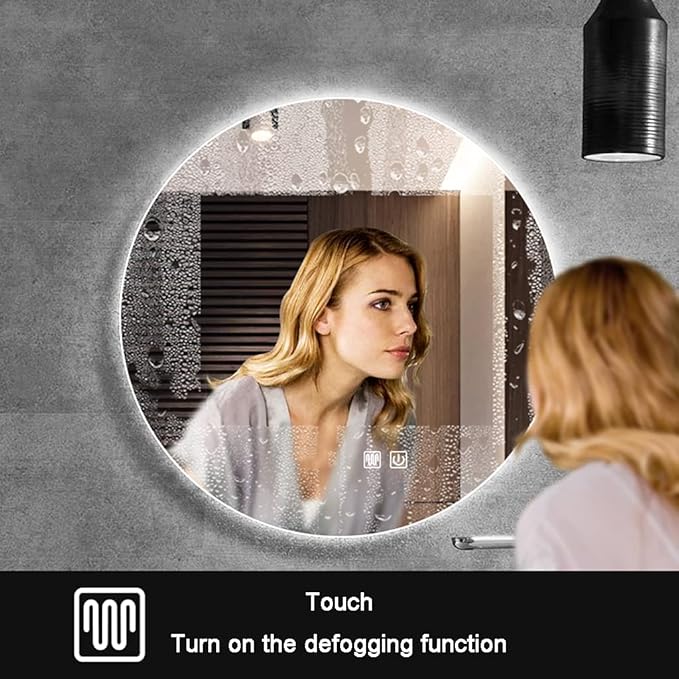 LED Illuminated Bathroom Mirror Round Wall Mirror - Image 4