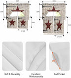 Village Stars Swag Kitchen Curtains Valance and Tier Set, Vintage Dark Red Star - Image 6