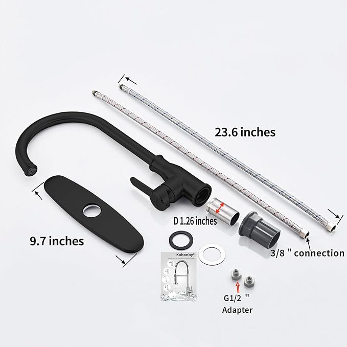 Single Handle Kitchen Faucet Stainless Steel Matte Black, Modern High Arc - Image 6