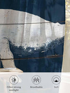 Sheer Curtains 63 Inch Length, Ocean Whale Blue Semi Sheer Curtains Light - Image 6