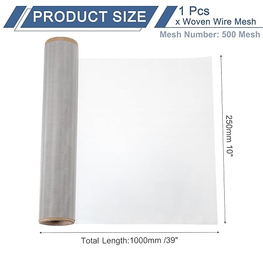 uxcell 500 Mesh 39" x 10" Woven Wire Mesh, 316 Stainless Steel Air Vent Filter - Image 2