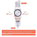 RIH 1/4" NPT Compressed Air Filter Regulator Combo Piggyback, 5 Micron Brass - Image 5