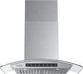 36" Wall Mount Range Hood Tempered Glass 900 CFM, Kitchen Chimney Vent by VIKIOHOME