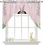Swag Valance Curtains, Easter Cute Rabbit and Colorful Eggs Rod Pocket Valances - Image 9