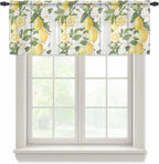Spring Summer Lemon Sheer Valance Curtains, Leaf Flower White Wood Grain Light by Houseown