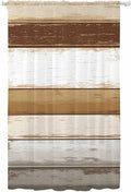 Sheer Curtains 84 Inches Long, Vintage Country Geometric Striped Privacy Voile by Unknown