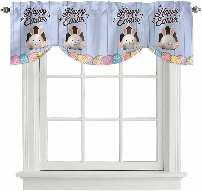 Blue Easter Tie Up Valance Curtains by Unknown