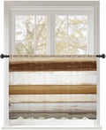Sheer Curtains 54 Inch Length, Vintage Country Geometric Striped Privacy Voile by Unknown