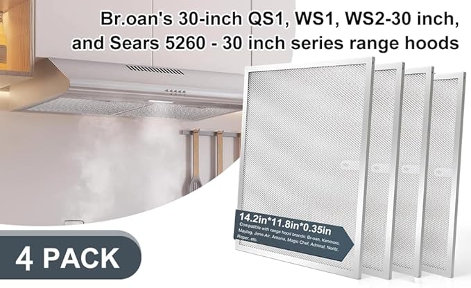 BPS1FA30 Range Hood Grease Filter 11-3/4" x 14-1/4" Multi-layer Aluminum Mesh - Image 8