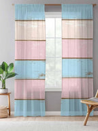 Sheer Curtains 96 Inches Long, Farmhouse Country Shabby Striped Privacy Voile - Image 5