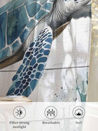 Sheer Curtains 96 Inches Long, Teal Green Sea Turtle Semi Sheer Curtains Light - Image 6