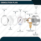 MEASUREMAN 2-1/2inch Dial Size, Liquid Filled Pressure Gauge, 0-1000psi/7000kpa - Image 3