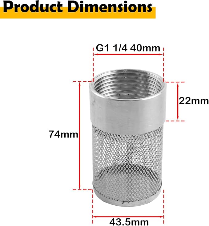 Dia Hose Inlet Suction Strainer Filter, Stainless Steel Water Pump Filter - Image 6