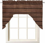 Brown Wooden Board Swag Kitchen Curtains Valance and Tier Set, Vintage Wood by Unknown
