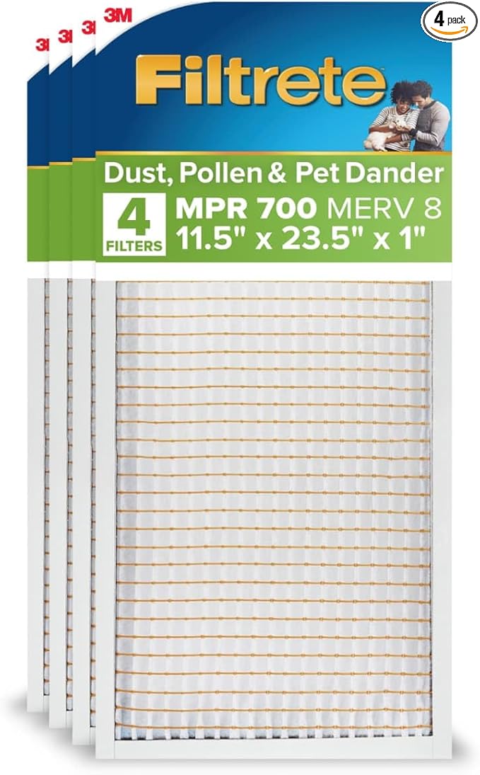 Filtrete 11.5x23.5x1 AC Furnace Air Filter, MERV 8, MPR 700, Tough on Pollen by Filtrete