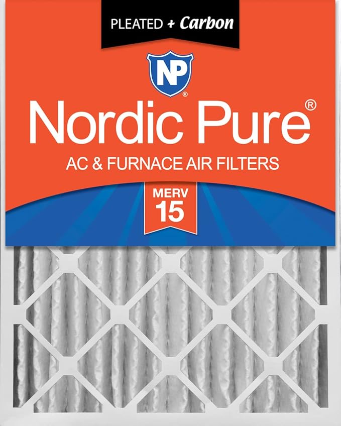 Nordic Pure 20x25x4 Pleated Air Filters MERV 15 Plus Carbon 1 Pack by NordicPure
