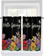 Spring Flowers Kitchen Curtains 45 Inches length, Watercolor Country Colorful by Unknown
