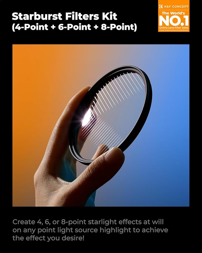 K&F CONCEPT 49mm Star Filters Kit 4 Points 6 Points 8 Points Cross Screen - Image 2