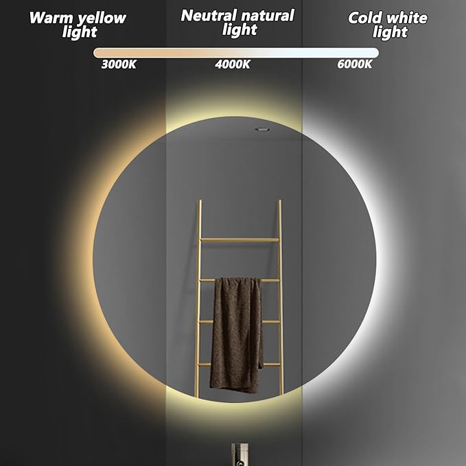 Bathroom Mirror with LED Lights and Touch Sensor, Wall Mounted Mirror with - Image 4