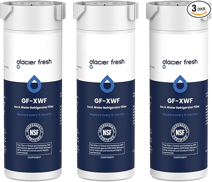 GLACIER FRESH XWF Replacement for GE XWF Refrigerator Water Filter Pack of 3 by GLACIERFRESH