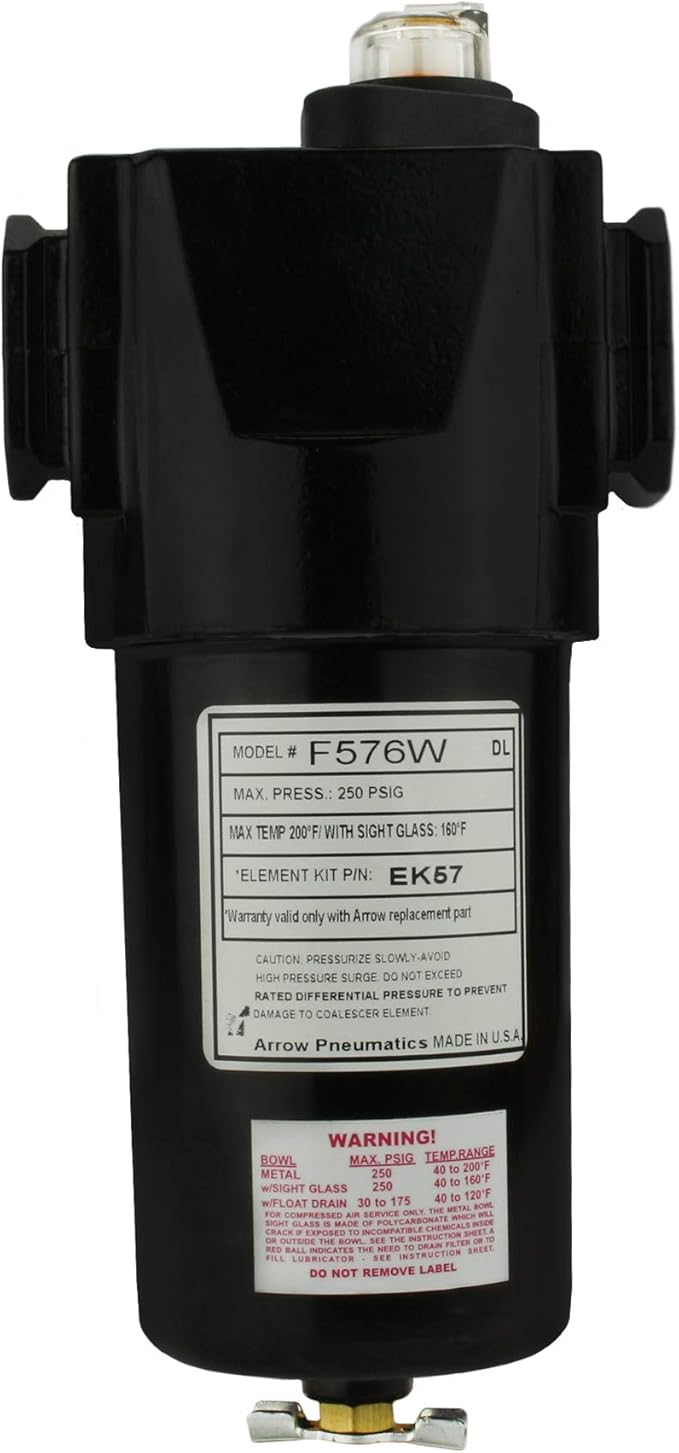 Arrow Pneumatic 3/4" Compressed Air Inline Coalescing Oil Removing Filter MADE - Image 2