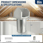 8 Inch Vent Covers for Wall, Galvanized Steel Dryer Vent Cover Outside - Image 2
