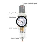 RIH 1/4" NPT Compressed Air Filter Regulator Combo Piggyback, 5 Micron Brass - Image 6