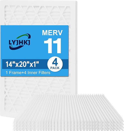 14x20x1 MERV 11 Air Filter, Quality AC/HVAC Furnace Filter，1 Reusable ABS Frame by LYJHKJ