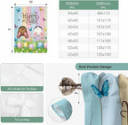 Tie Up Curtains, Happy Easter Rabbit Butt Egg on Daisy Leaf Adjustable Rod - Image 7
